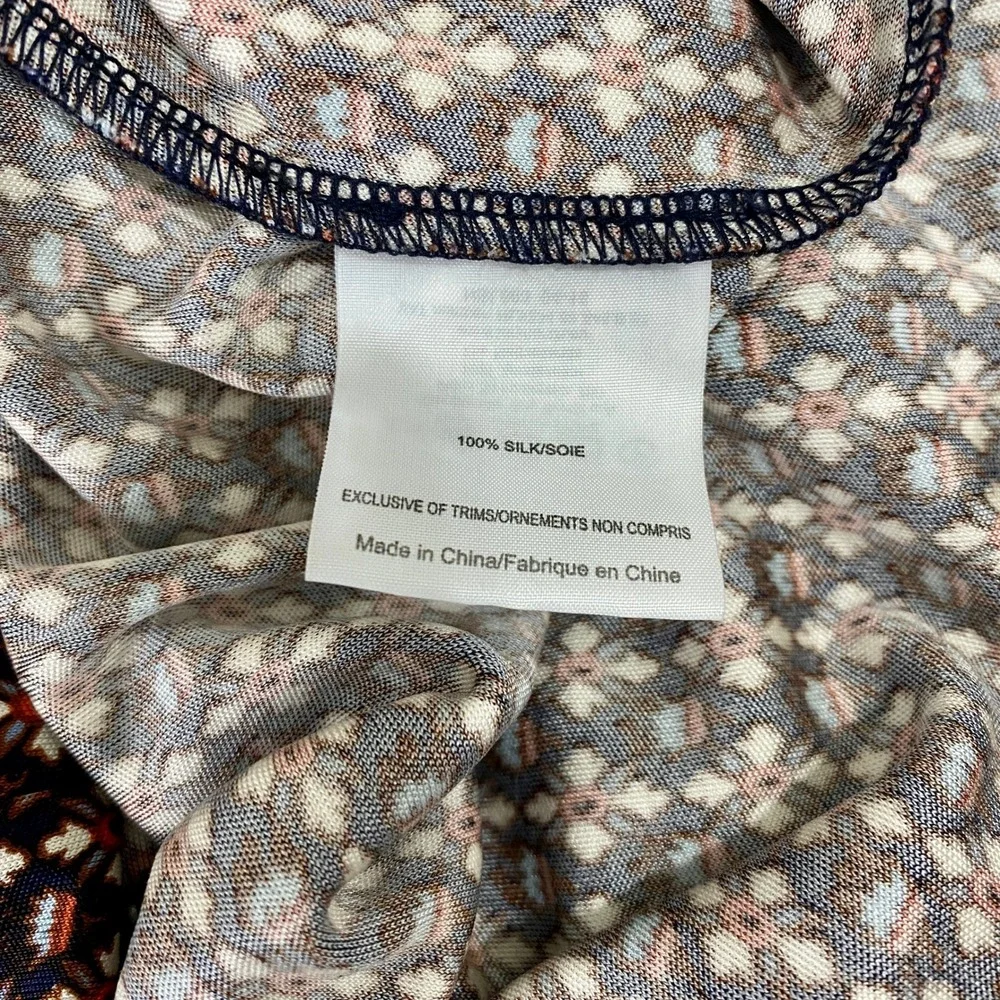 Tory Burch Silk Jersey Dress Women Medium Navy Orange Floral Geometric Excellent